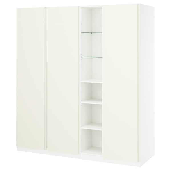 PAX / VIKANES Wardrobe combination, white white/white, 185x60x201 cm