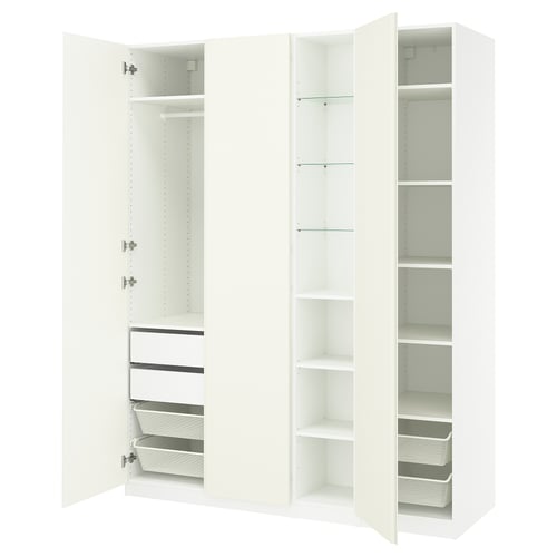 PAX / VIKANES Wardrobe combination, white white/white, 185x60x236 cm