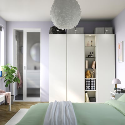 PAX / VIKANES Wardrobe combination, white white/white, 185x60x201 cm