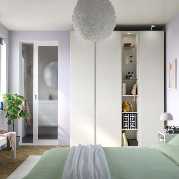 PAX / VIKANES Wardrobe combination, white white/white, 185x60x236 cm