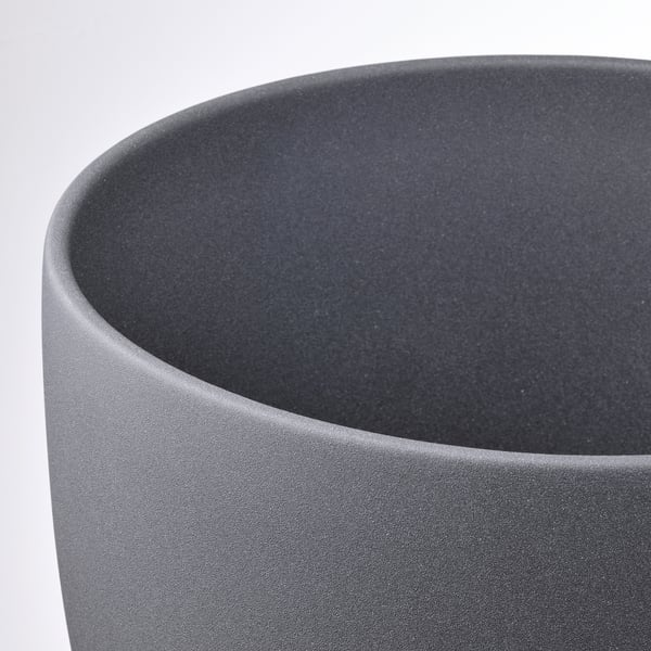 Modern grey planter, white background.