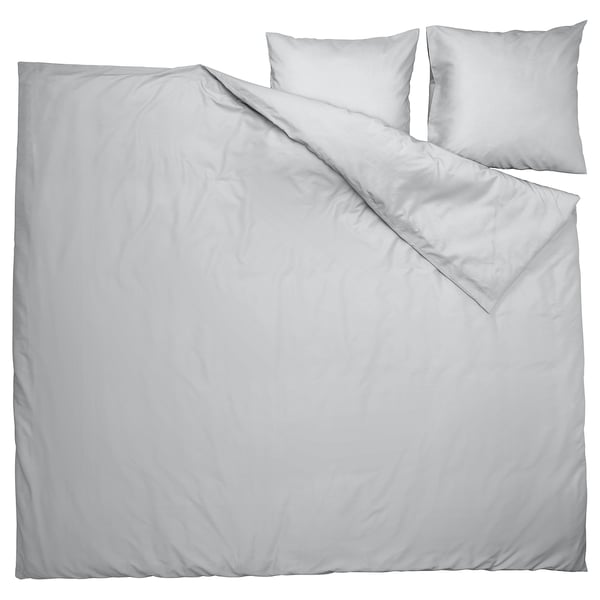 Wavelengths PILTANDVINGE bed set, light grey, recycled polyester blend, rectangular, solid colour.