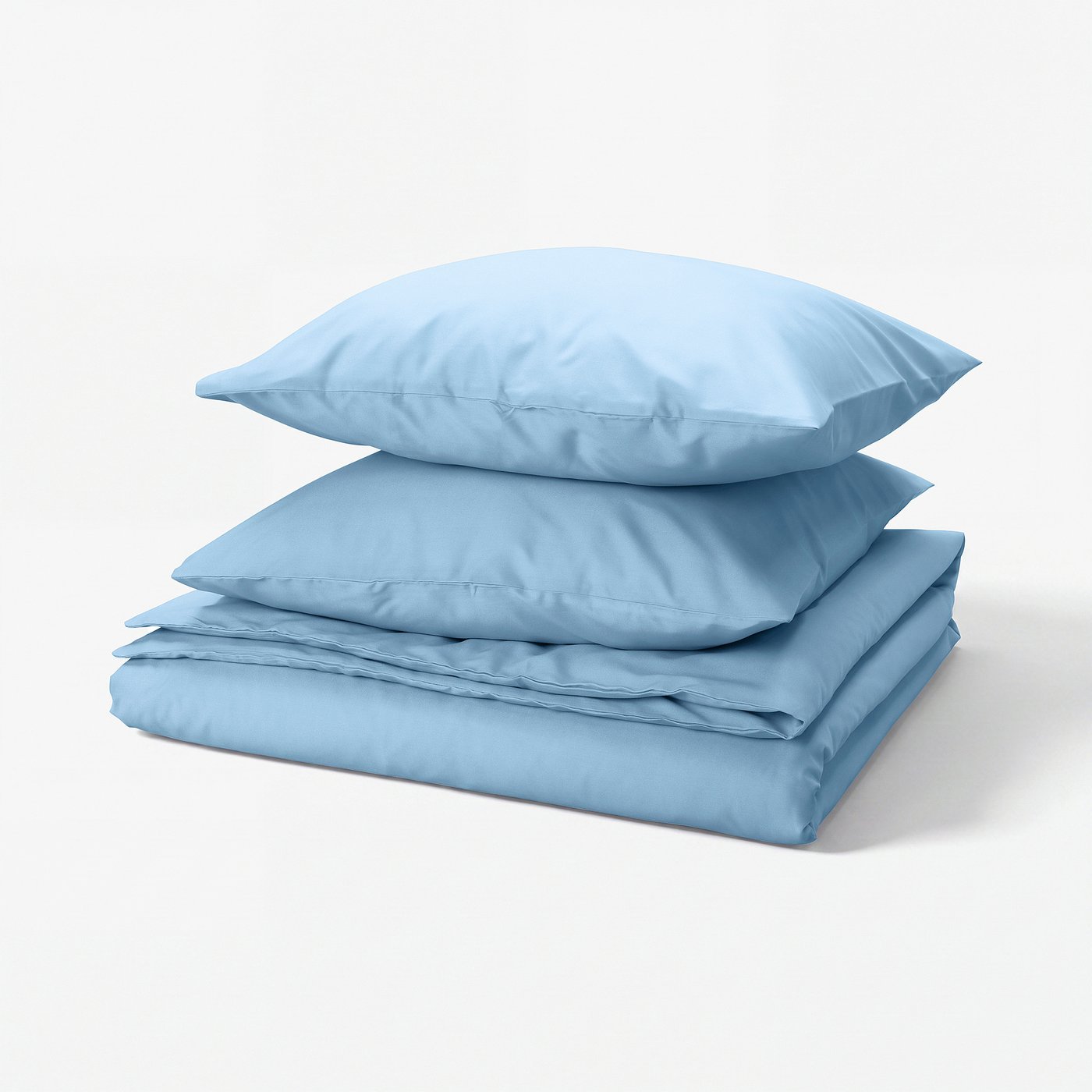 Sky blue bedding set - light, recycled blend, clean design.