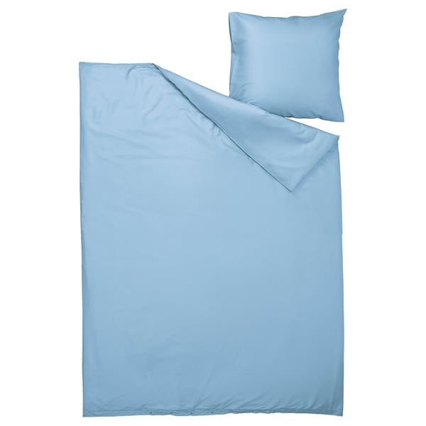 PILTANDVINGE Duvet cover and pillowcase, light blue, 155x220/80x80 cm