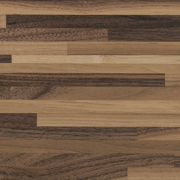 Wooden worktop with natural, rich grain texture and a smooth finish.