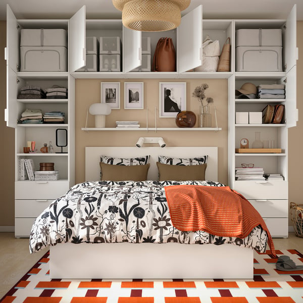 PLATSA Wardrobe with 7 doors+6 drawers, white/Fonnes white, 300x42x241 cm