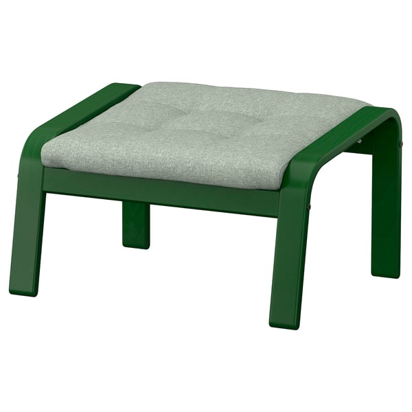 POÄNG Footstool, dark green/Gunnared light green