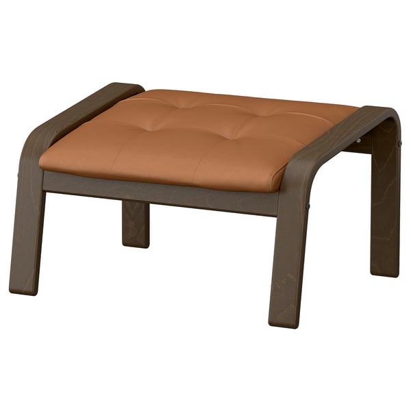 POÄNG Footstool, walnut effect/Grann golden-brown
