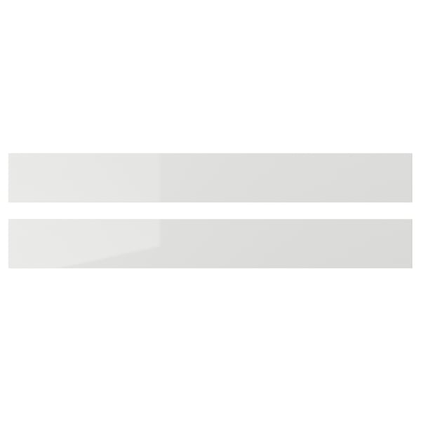 Two grey, rectangular kitchen cabinet doors with glossy finish.