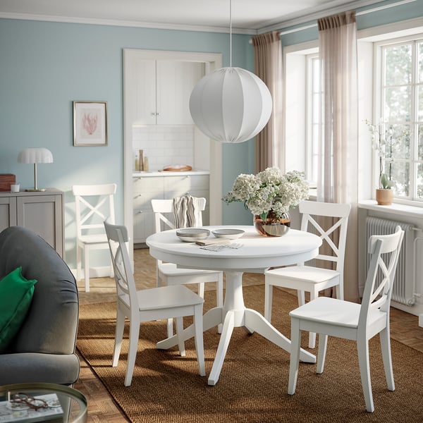 ROSENTORP Extendable table, white, 110/155 cm
