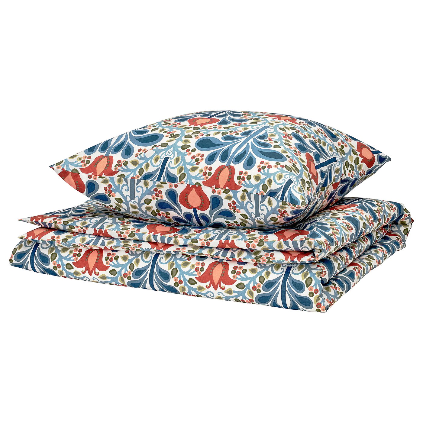 A SÄTERVIDE duvet set in blue with floral patterns, featuring cotton and lyocell fabric.