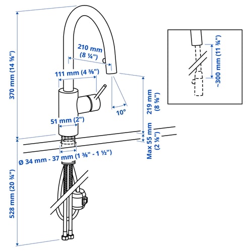 Illustration with measurements for the product: SALLSJÖN.