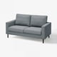 Grey SALTSJÖBADEN sofa, modern minimalist design, cushioned with recycled polyester, black metal legs.