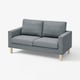 Grey SALTSJÖBADEN mini sofa, modern design with wooden legs, plush cushions.