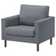 SALTSJÖBADEN grey armchair. Soft, supportive, modern design with removable washable cover.