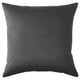 A SANELA charcoal grey cushion cover. Its made of soft cotton velvet with a subtle sheen, square-shaped with a zip closure.