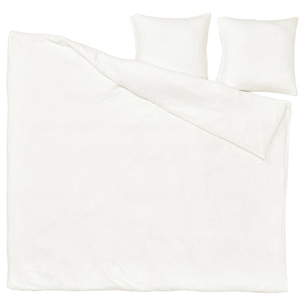 A SCHERSMIN white bedding set with a muslin texture made of 100% organic cotton.