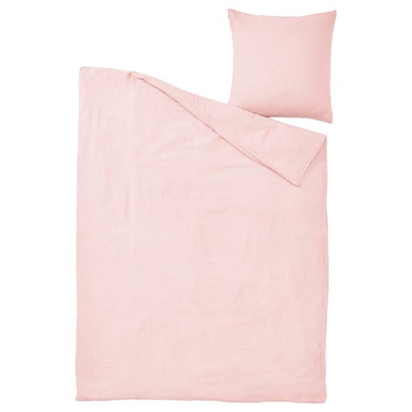 SCHERSMIN bed set, light pink, made of soft organic cotton, rectangular shape, simple design.
