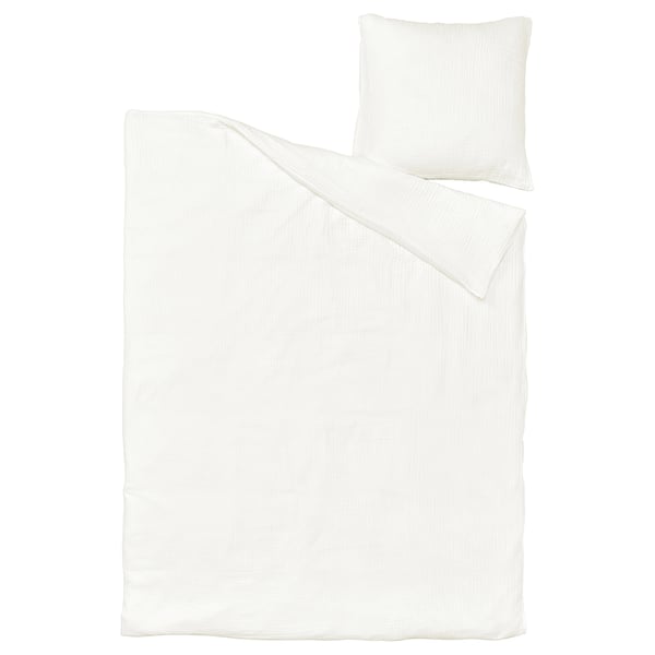 SCHERSMIN white duvet set: soft, organic cotton muslin, with envelope pillowcase, simple, breathable design.