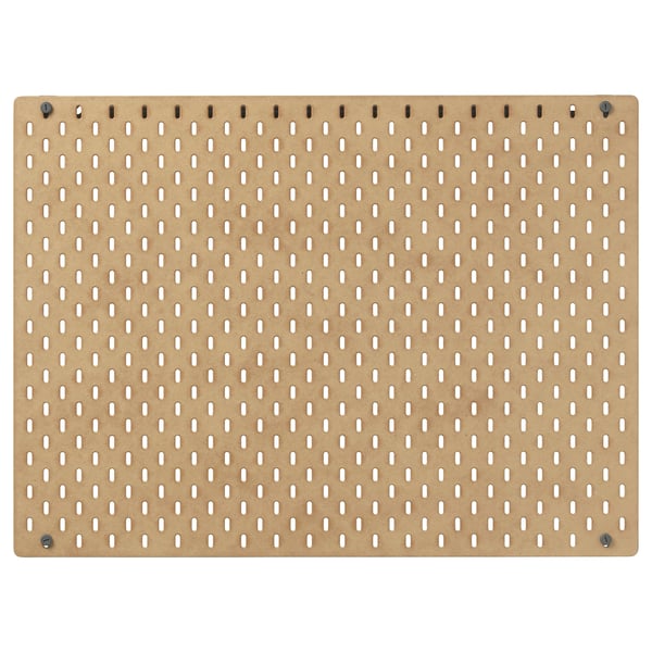 SKÅDIS pegboard in natural wood with evenly spaced holes for versatile wall or desk organisation.