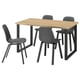 SKÅLSTA Table and 4 chairs, oak effect U-shaped black-grey/plastic black profiled metal/black-grey, 140x80 cm