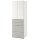 A SMÅSTAD wardrobe in white and grey, with drawers and hanging space for clothes.