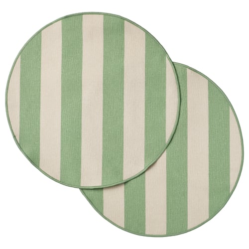 SMÖRFISK Place mat, striped off-white/light green, 35 cm