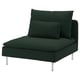 Dark green SÖDERHAMN chair, modern design with metal legs, plush cushions.