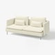 SÖDERHAMN sectional sofa in cream-colored fabric with clean lines, low profile, and removable cushions.