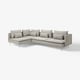 A modern, grey sofas&shy;et named SÖDERHAMN with deep seats, sleek lines, and high legs, ideal for relaxation.