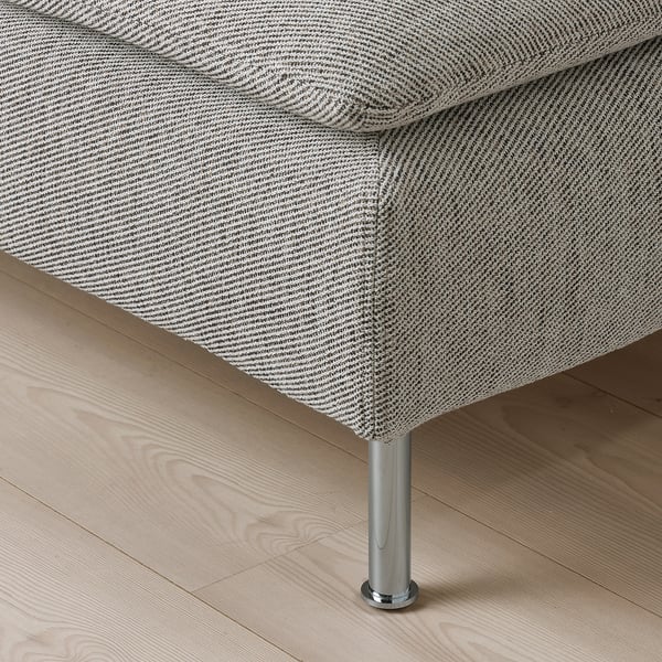 Modern sofa footstool, sleek metal leg, durable textured fabric.