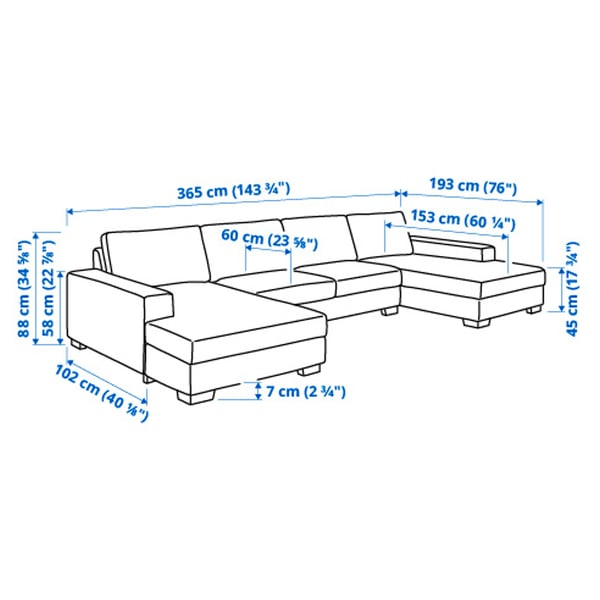 Illustration with measurements for the product: SÖRVALLEN.
