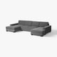 A modern grey corner sofa set labelled SÖRVALLEN. It includes a sofa and chaise longue, designed in a minimalist scandinavian style.