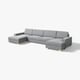 SÖRVALLEN u-shaped grey sectional sofa with wooden legs, minimalist style.