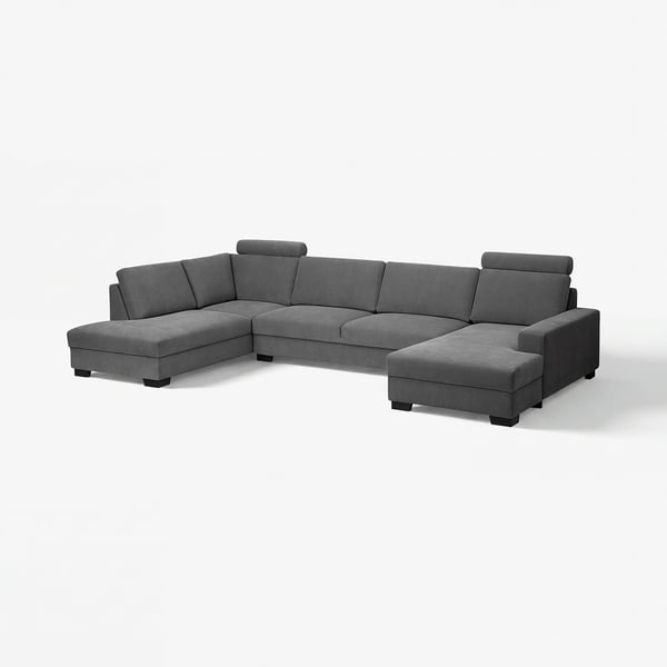 Modern grey SÖRVALLEN u-sectional sofa with chaise, scandinavian style, structured fabric.