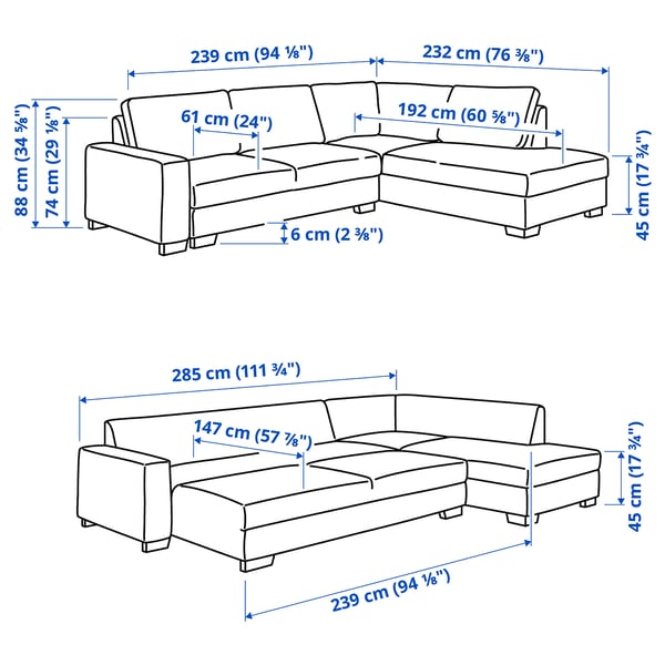 Illustration with measurements for the product: SÖRVALLEN.