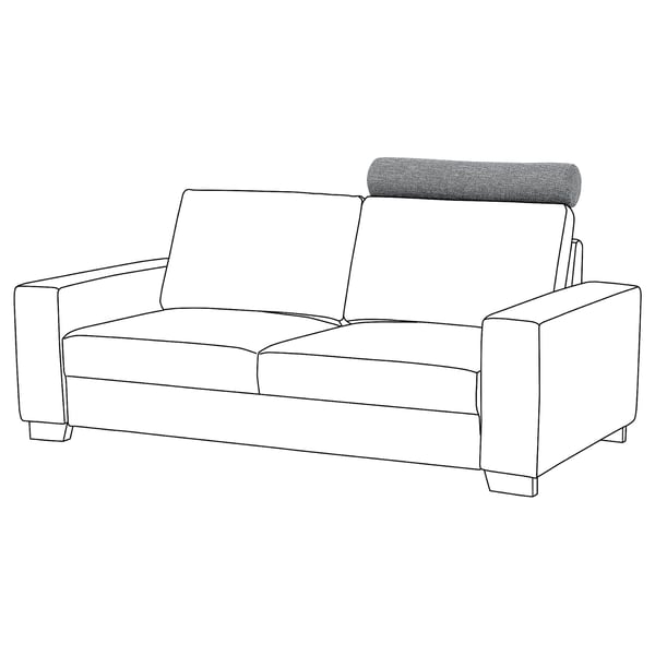SÖRVALLEN sofa, grey, rectangular, modern design, fabric and metal, supportive headrest.