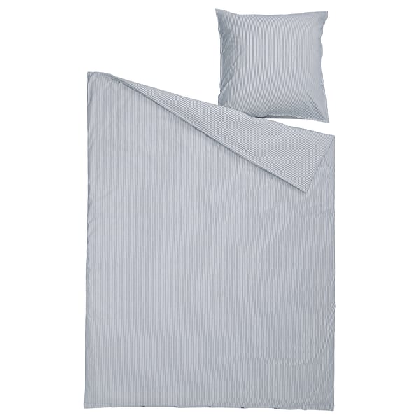 Blue & white striped duvet set by IKEA. Cotton, classic stripe design.