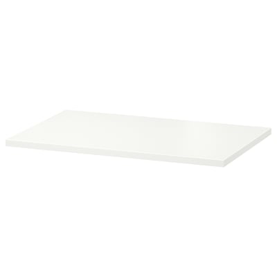 White rectangular shelf, flat, simple design, made of particleboard.