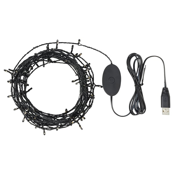 Strala led light chain in black, circular with usb power.