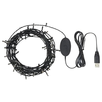 Strala led light chain in black, circular with usb power.