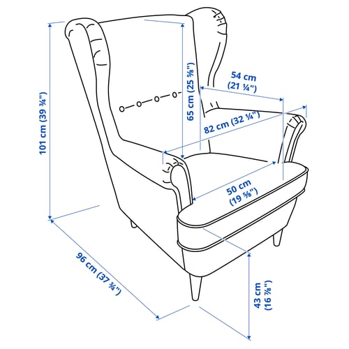 Illustration with measurements for the product: STRANDMON.