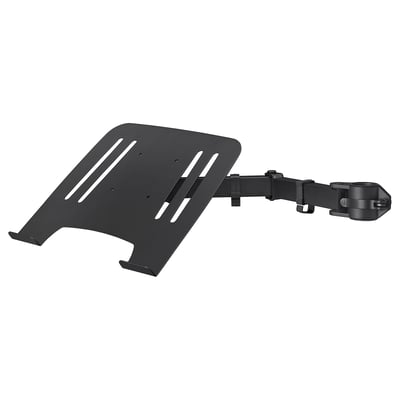 Black STUBBERGET laptop mount with tilt adjustable arm and plastic fitting.
