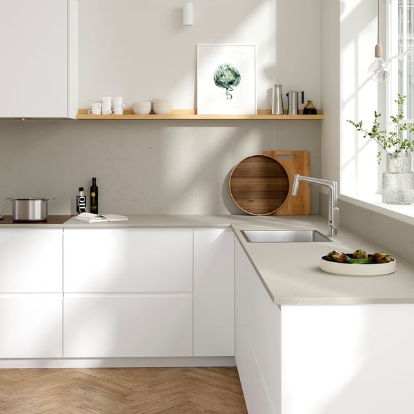 TÄRNHULT Custom made wall panel, light beige concrete effect/glass composite, 1 m²x1.2 cm