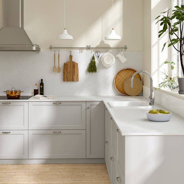 TÄRNHULT Custom made wall panel, white marble effect/glass composite, 1 m²x1.2 cm