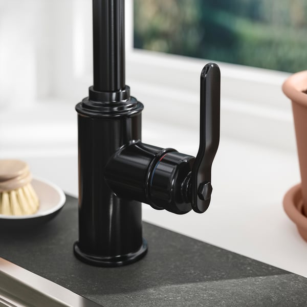 TAKSJÖN Kitchen mixer tap single side lever, black