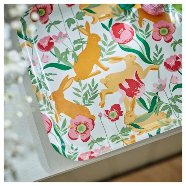 TJÄRLEK Tray, patterned, 20x28 cm