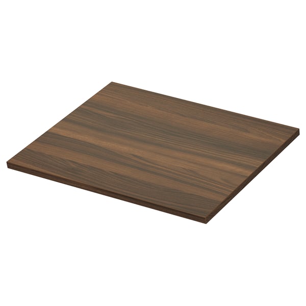 Dark brown wooden countertop, rectangular, grain-patterned, smooth surface.
