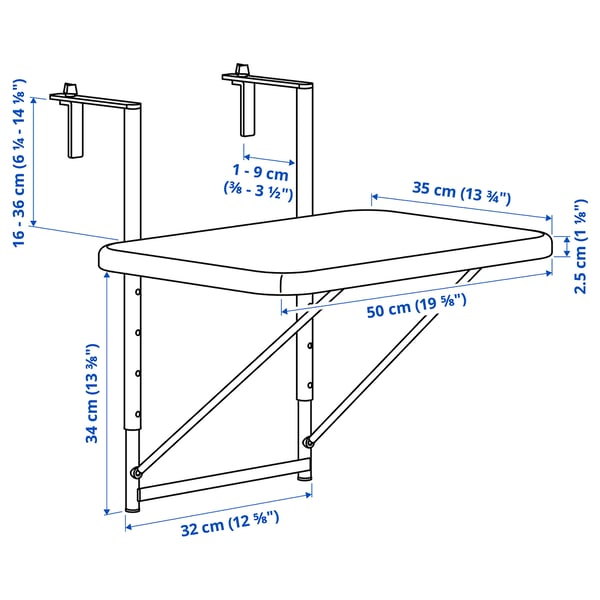 Illustration with measurements for the product: TORPARÖ.