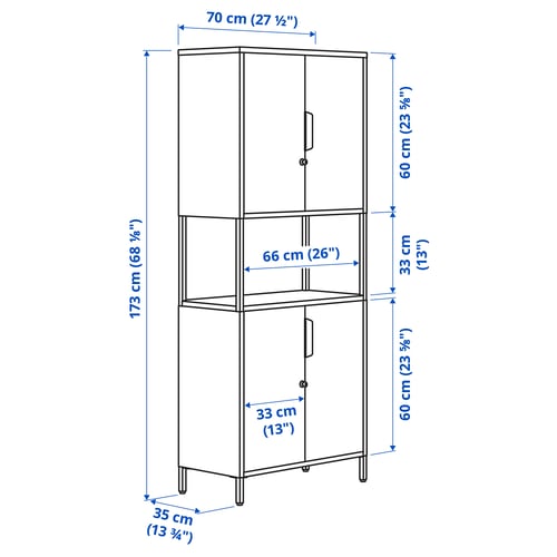 TROTTEN Cabinet with doors, white, 70x35x173 cm